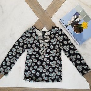Flower Long Sleeve V-Neck